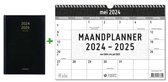 Brepols agenda 2024-2025 - 16 MAANDEN - Bretime LIMA - Dagoverzicht - Zwart + MGPcards - Maandplanner 2024-2025 - 15 Maanden