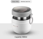 BreakFastie™ Tasses thermiques pour petit-déjeuner de 600 ml - Boîte à bento de rangement portable avec fourchette - Variant: Wit