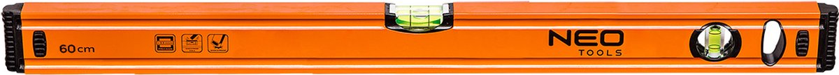 Neo Tools Waterpas 60cm 0,5mm/m 2 Libellen Acryl Glas 1,5mm Matteriaal Dikte