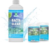 vdvelde.com - BACTA CLEAR + 2x POND BLOCK - Voor 2.000 L - In 10 dagen draadalgen vrij - Draadalg en zweefalg bestrijding