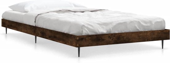 vidaXL - Bedframe - bewerkt - hout - gerookt - eikenkleurig - 100x200 - cm