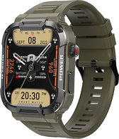 WizBay Premium Select™ Smartwatch 1.85inch HD TFT - Bluetooth Call - AI Voice Assist - Magnetic Laden - Dynamic Hart Monitor - O2 en Bloeddrukmeter - Multiple 100+ Sport Modi - Slaap Monitor - Message - Allu Mat Grijze Case - TPU Groene Band