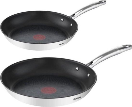 Tefal Duetto+ - Pannenset - Koekenpannen - Ø24/28cm - Geschikt voor alle warmtebronnen - Anti-aanbaklaag - RVS