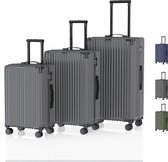 Voyagoux® - Reiskoffer set - Koffers - 3 stuks - Reiskoffer met wielen - Donkergrijs - TSA Slot