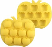 Ijsblokjesvorm - Ijsvormpjes -Siliconen IJsblokjesvorm - BPA Vrij - Ijsblokjesvorm Silicone - 2-Pack apple siliconen mallen - Apple mal voor chocolade-cupcake topper-Jello-snoep-gummy-ijsblokjes