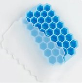 CHPN - - IJsblokjes vorm - Ijsklontjes - Honingraat - Hexagon blokjes - Mal voor 37 ijsblokjes - Met deksel - Zomer - Blauw - IJsblokjes vorm - Honingraat - Koel drankje