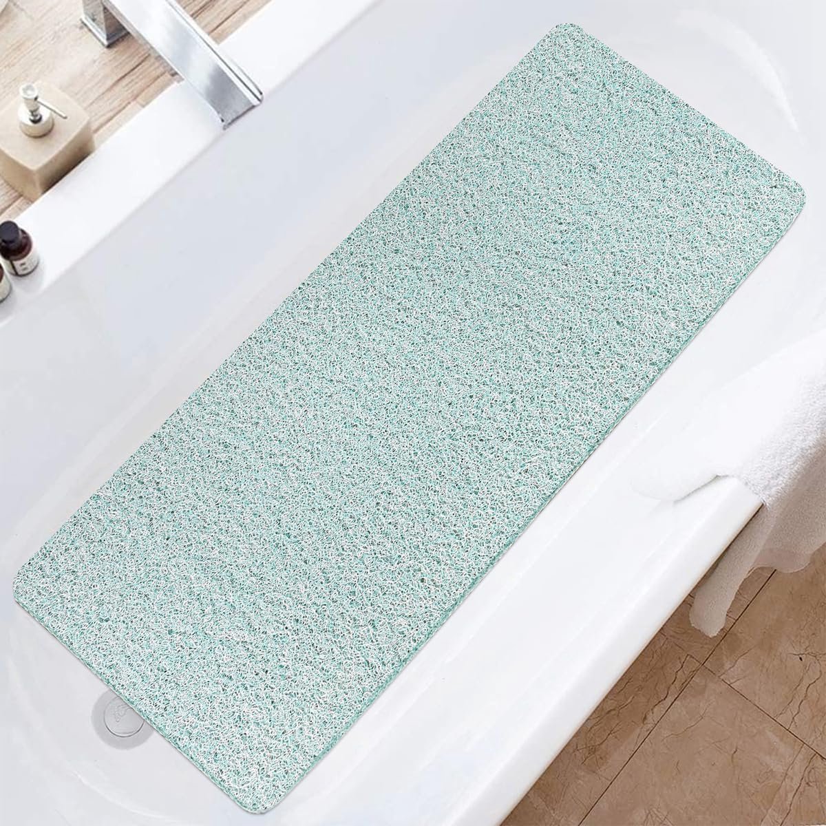 Badmat, antislip, zacht comfort, veilige badmat met afvoergaten, pvc-luffa, massagemat voor badkuipen, sneldrogend, 40 x 100 cm