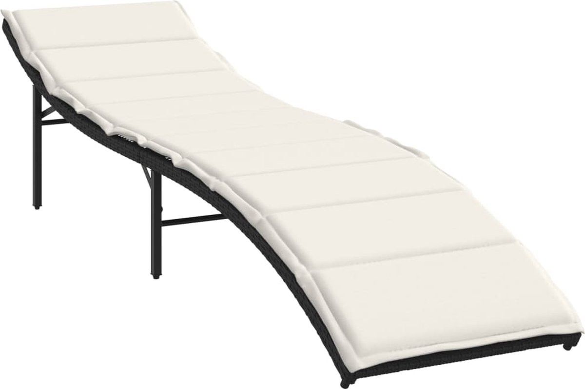 vidaXL Ligbed met kussen 55x199x50 cm poly rattan zwart