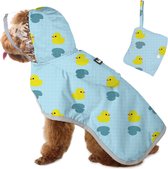 Regenjas voor honden, waterdicht, doorzichtige dubbellaagse regenjas met capuchon voor kleine, middelgrote en grote honden, hondenregenjas met reflecterende strepen en opbergtas