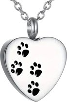 Ashanger Hond - Ashanger Kat - honden/kattenpootjes - met ketting - Zilver kleur - De laatste aai - Voor As of Haren - Assieraad - As Ketting - Gedenksieraad - Urn -rouw huisdier - in liefdevolle herinnering - in memoriam - verlies huisdier