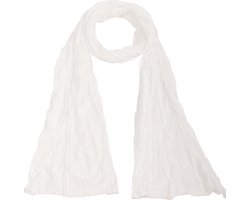 Accessories Junkie Amsterdam- Lang- Katoen- Effen- Dames- Sjaaltje-Smalle- Zomer- Gekreukeld- Shawl- Kado- Melk wit