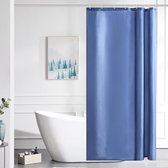 douchegordijn voor hoekdouche en klein bad, badgordijn, textiel van polyester, schimmelbestendig, waterafstotend en wasbaar, grijsblauw, 100 x 200 cm, met 6 douchegordijnringen