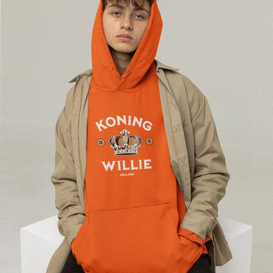 Oranje Koningsdag Hoodie Koning Willie XL - Uniseks Fit - Oranje Feestkleding