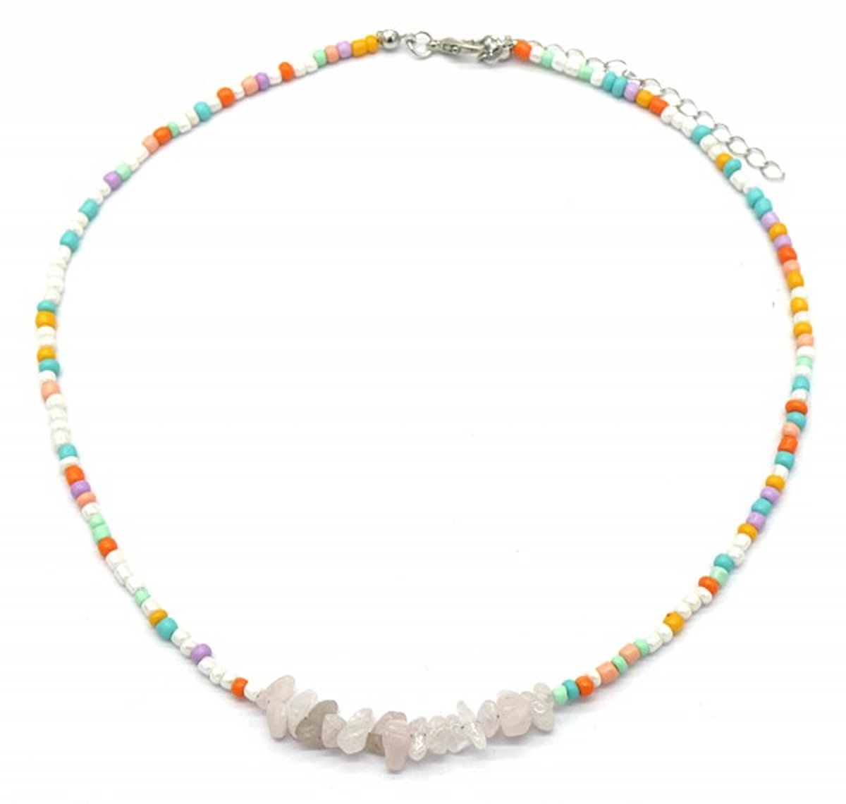 Multi Necklace Glassbeads - Rose Quartz