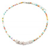 Multi Necklace Glassbeads - Rose Quartz