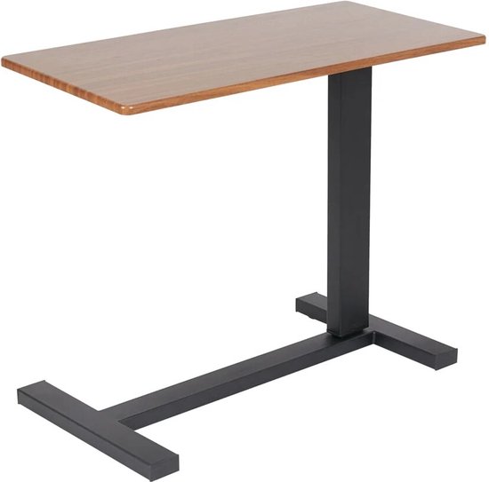 Laptoptafel - Bedtafel - Bureau Op Wieltjes - laptop tafel In Hoogte Verstelbaar - 20 KG Laadvermogen - Hout