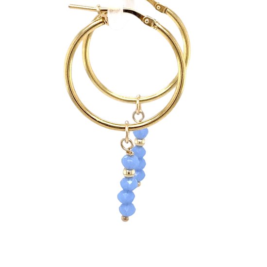 Pat's Jewels Boucles d'oreilles d'oreilles - Boucles d'oreilles femme - Pendentif Natuursteen - Plaqué Argent - Bleu Bébé