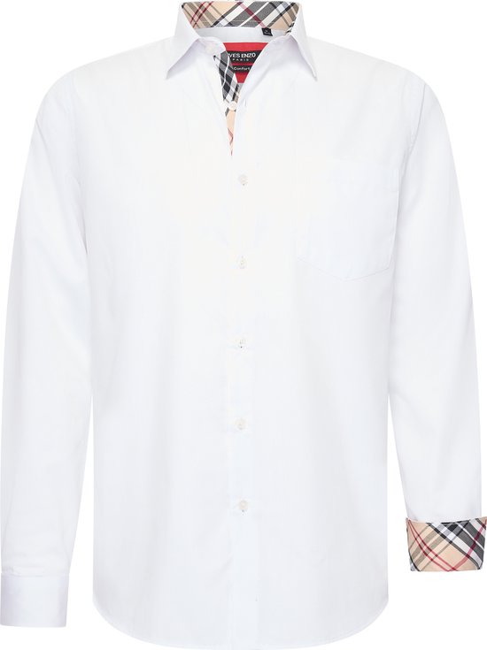 Overhemden Heren Lange Mouwen Comfort Fit - Longsleeve Shirt - Strijkvrij - Maat M - Wit