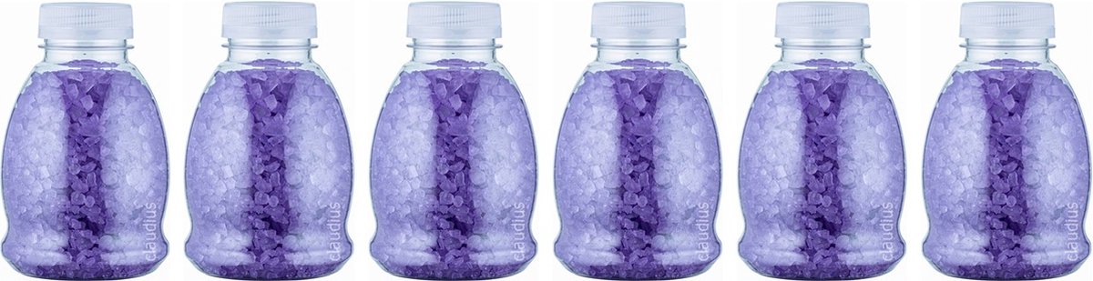 Goedkoopste Claudius Badzout Lavendel - 375 gram - Fles met transparante dop - Set van 6 stuks