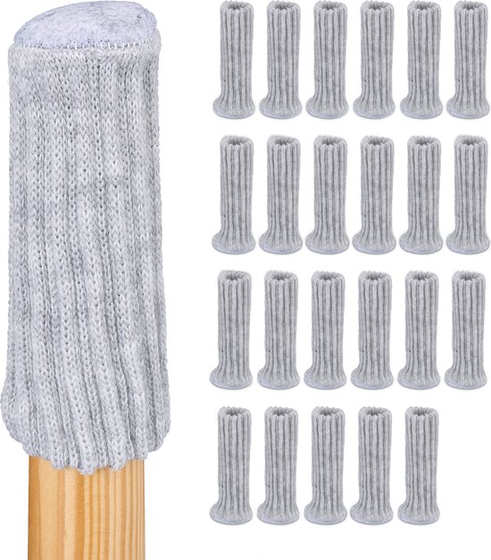 Relaxdays stoelpoot sokken set van 24 - ronde vloerbeschermers voor stoelen - stoelsokken - grijs