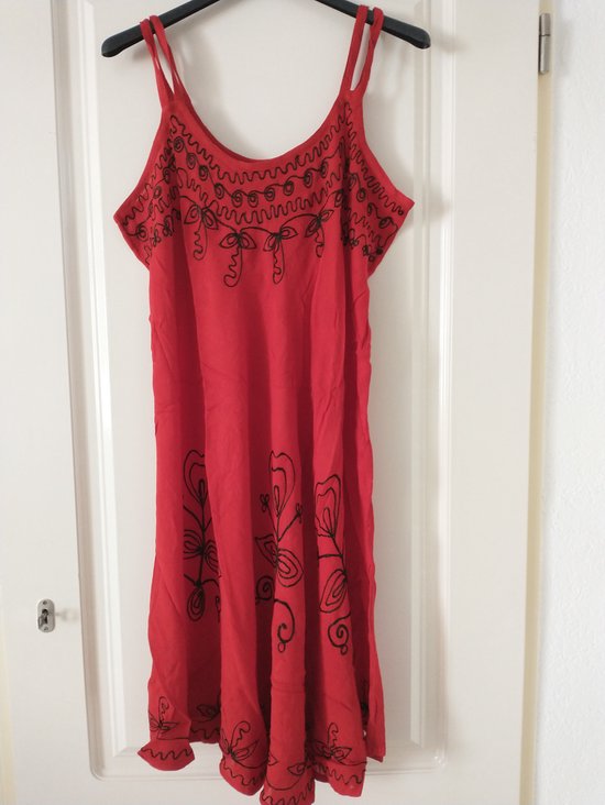 Dames jurk Indra fantasiemotief rood zwart Maat 36-46 strandjurk one size