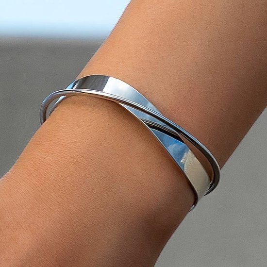 Lucardi Dames Zilveren bangle - Armband - 925 Zilver - Zilverkleurig