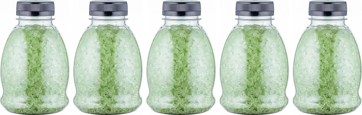 Goedkoopste Badzout Eucalyptus - 375 gram - Fles met zwarte dop - Set van 5 stuks