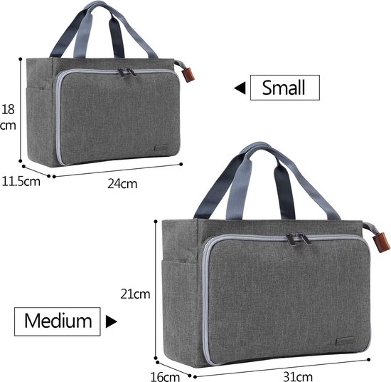 ZEKKLE Garen-opbergtas, duurzame gebreide tas van Oxford-stof met zakken, ambachtelijke organizer, gehaakte tas voor haak- en breiaccessoires