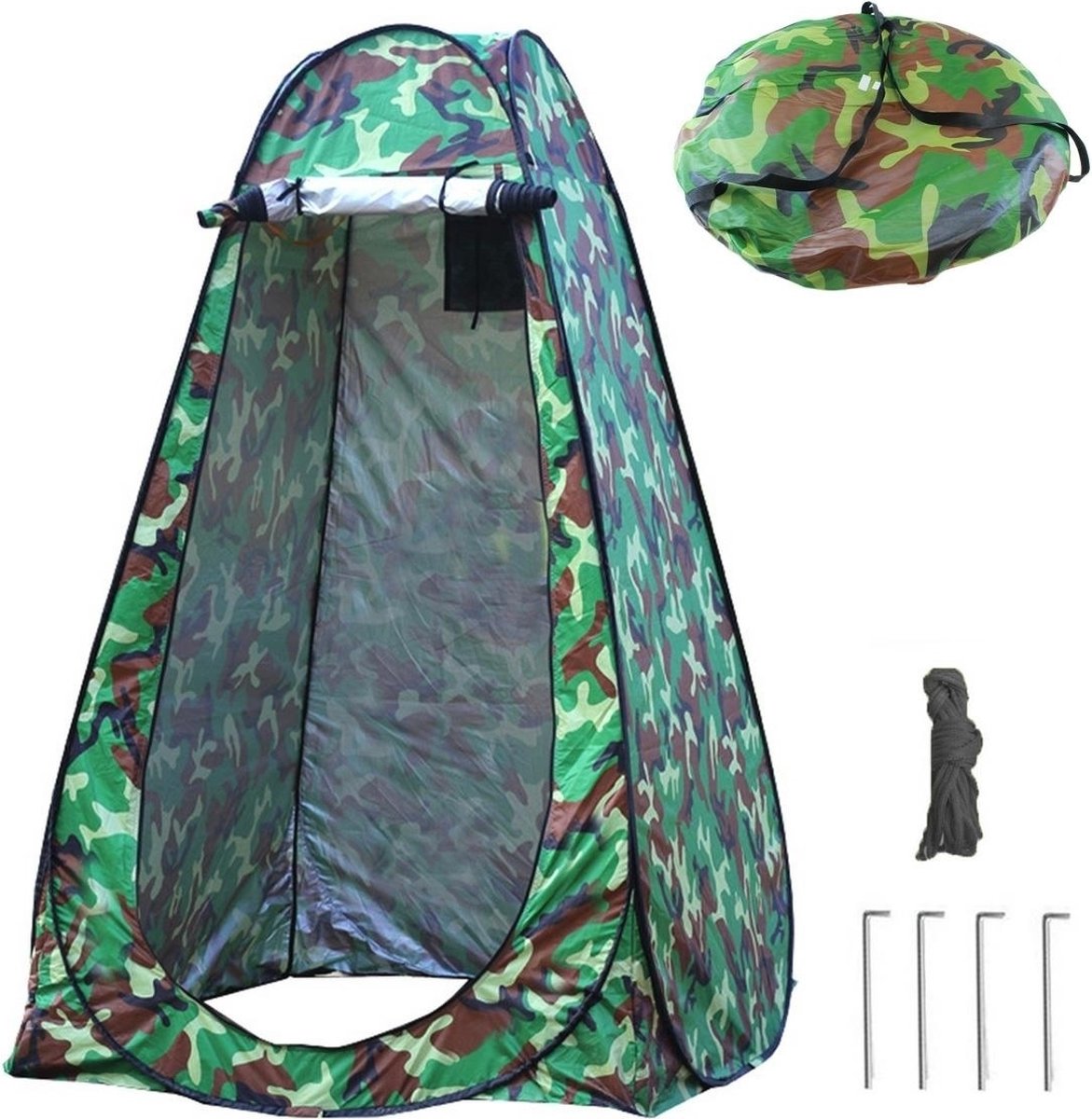 Douchetent Pop-up 190 cm - Camping douche - Omkleedtent - incl. Tentharingen en Draagtas - Leger Camouflage