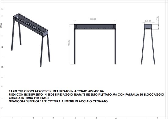 Luxe BBQ voor Arrosticini - 82 cm met grill - met houtskool - plaats voor 40 stokjes van Luxe — afbeelding 2