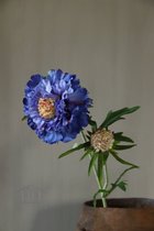 Kunstbloem korenbloem - blauw - 61 cm - zijden tak - decoratie - bloem - zijdebloem