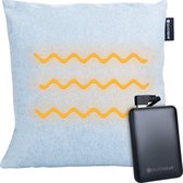 Bol.com Silvergear Warmtekussen Elektrisch & Oplaadbaar - Verwarmingskussen met Batterij & Thermostaat - Blauw aanbieding