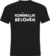 Koningsdag Kleding | Fotofabriek Koningsdag t-shirt heren | Koningsdag t-shirt dames | Zwart shirt | Maat M | Koninklijk Bezopen