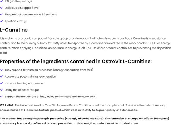 Vetverbranders - L-Carnitine Poeder - 210g - OstroVit Ananas | bol Vetverbranders - L-Carnitine Poeder - 210g - OstroVit Ananas | bol