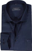 CASA MODA comfort fit overhemd - twill - blauw - Strijkvriendelijk - Boordmaat: 50
