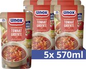 Unox Smaakfavoriet Soep In Zak - Tomaat Groente - een gevulde soep met duurzaam verbouwde groenten en Beter Leven-gehaktballetjes - 5 x 570 ml