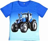 T-shirt met tractor, trekker, blauw, full colour print, kids, kinder, maat 122/128, stoer, mooie kwaliteit!