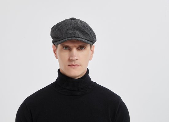 Peaky Blinders Platte pet, Newsboy-stijl, grijs (grijs overcheck), XL