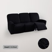 BankhoesDiscounter Knitted Recliner Fauteuil Hoes – Relaxzetel – M3 (175-231cm) – Zwart – Relax Sofa Hoes – Bank Beschermer – Zetel hoes