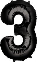 Cijfer Ballonnen Ballon Cijfer 3 Verjaardag Versiering Feest Helium Ballonnen Cijferballon Folieballon Zwart Xl Formaat