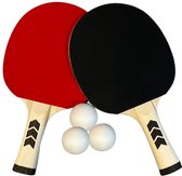 Novaex™ tafeltennisbatjes complete set - 3 tafeltennisballen + set van 2 tafeltennis batjes - pingpongballen - pingpongbatjes
