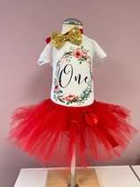 Verjaardagjurk-kleedje-eerste-verjaardag-one-first-birthday-tutu-jurk-rood-1 jaar-cakesmash kleding-verjaardag meisje-Leslie (mt 80/86)