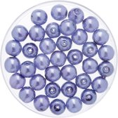 200x stuks sieraden maken Boheemse glaskralen in het transparant lila paars van 6 mm - Kunststof reigkralen