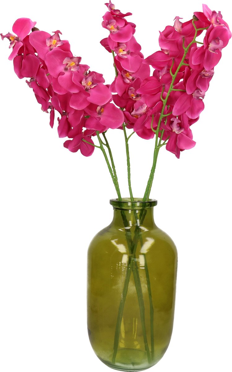 Mica Decorations Kunstbloemen boeket Orchidee - 5 stelen - diep roze - 71 cm - Kunst zijdebloemen Donkerroze
