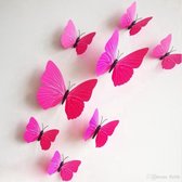 24 stuks donker roze / fuchsia 3d vlinders muurdecoratie babykamer / kinderkamer / muurstickers/ Stickerkamer.nl
