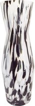 Decoratieve vaas in zwart en wit geblazen glas H50