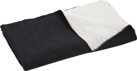 Omkeerbare deken van zwart en wit katoen en wol 170x130