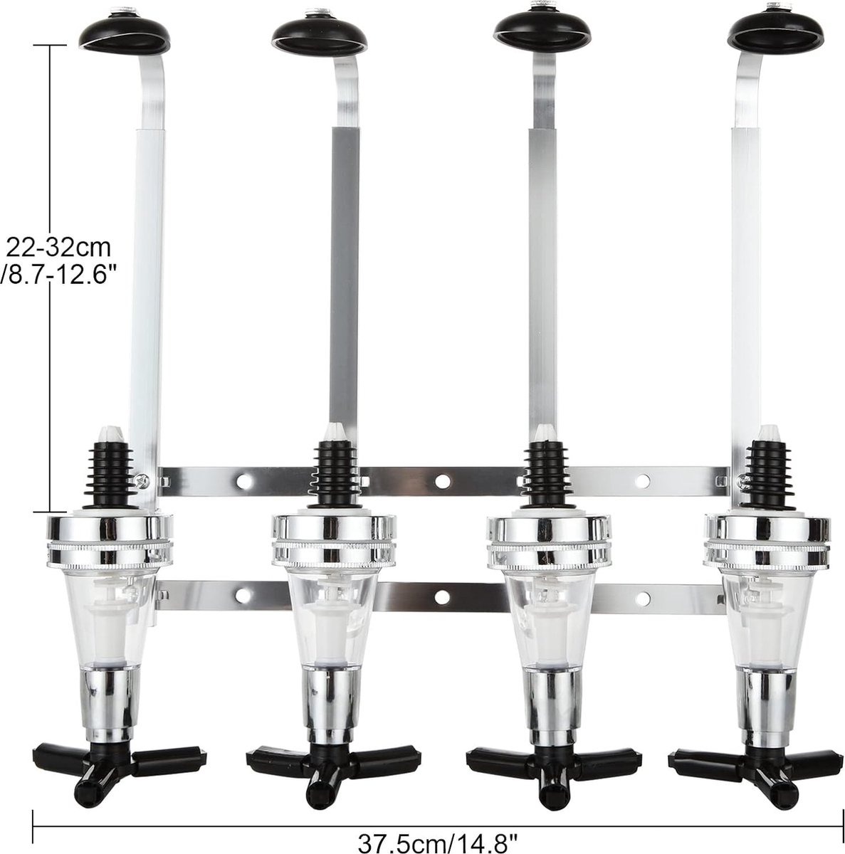 Drankendispenser, 6 wandflessenhouders, alcoholdoseerder, dosering 25-45 ml, barflessen cocktailhouder, bier (zilver, 6 deuren