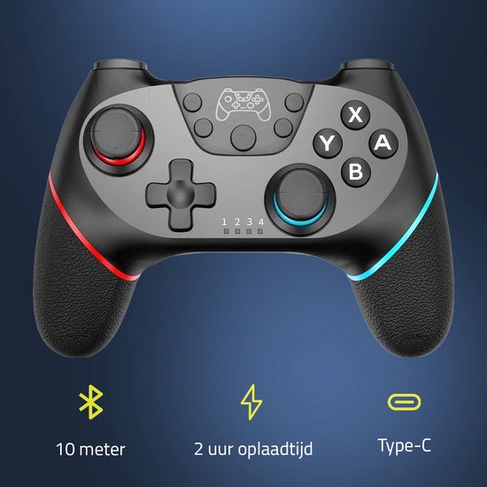 Octronic Pro Controller Set - 2 x bluetooth game controller met oplaadstation - geschikt voor Nintendo Switch -  zwart - Octronic