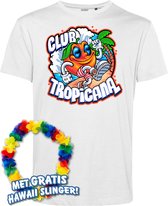 T-shirt Tropical Orange Sunrise | Toppers in Concert 2024 | Club Tropicana | Hawaii Shirt | Ibiza Kleding | Wit | maat L